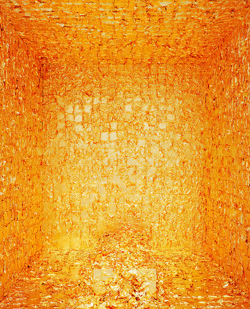 gold-leaf installation with swarovski crystals