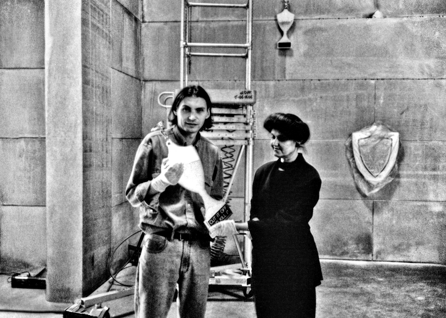 Klaus Ottmann standing with Mary Kelly